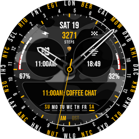 World Time Watch Face 038