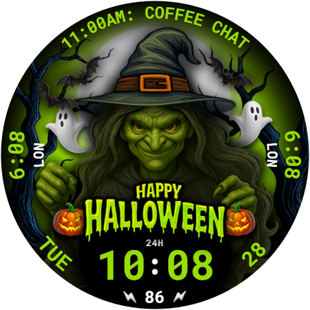 Spooky Witch Watch Face 120